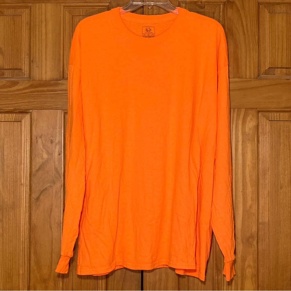 NWOT Fruit of the Loom Tee Long Sleeve T-Shirt Orange Shirt Men's 2XL